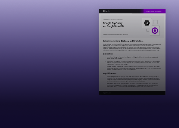 Google BigQuery versus SingleStore - SingleStore